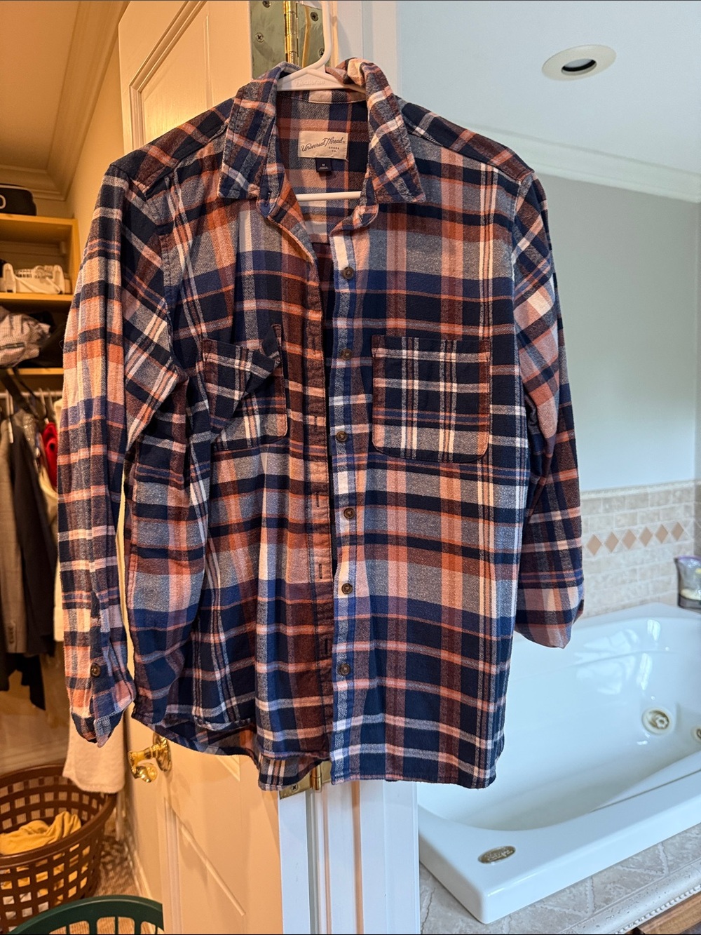 Women's  Plaid Flannel Shirt - Navy & Rust